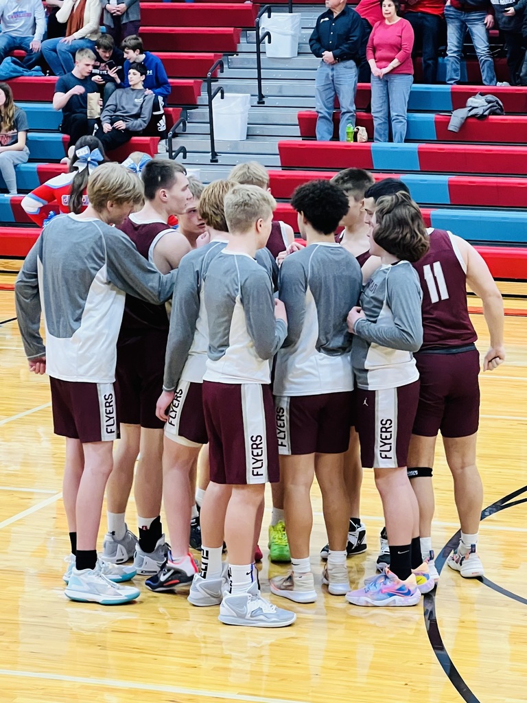 Flyers huddle up before the game @ Bon Homme on 1-12-23